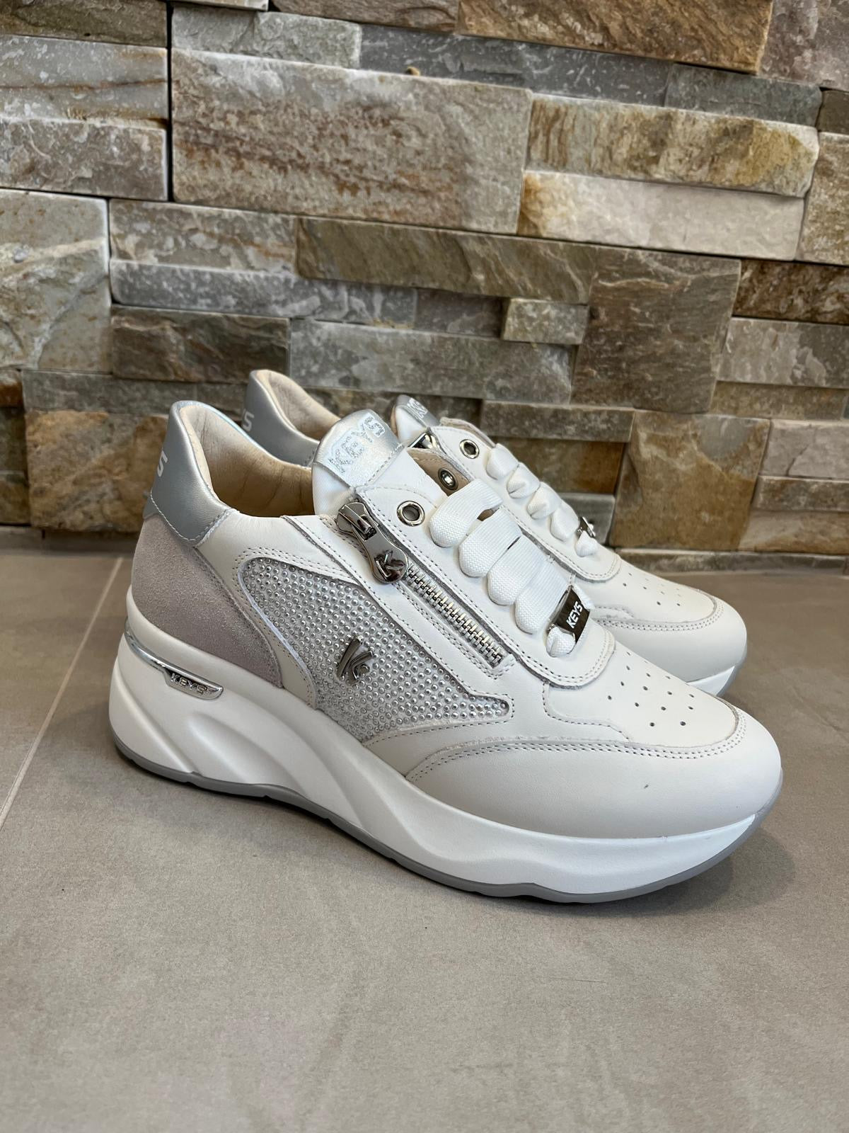 Sneakers alta bianca donna-KEYS - Calzature principe