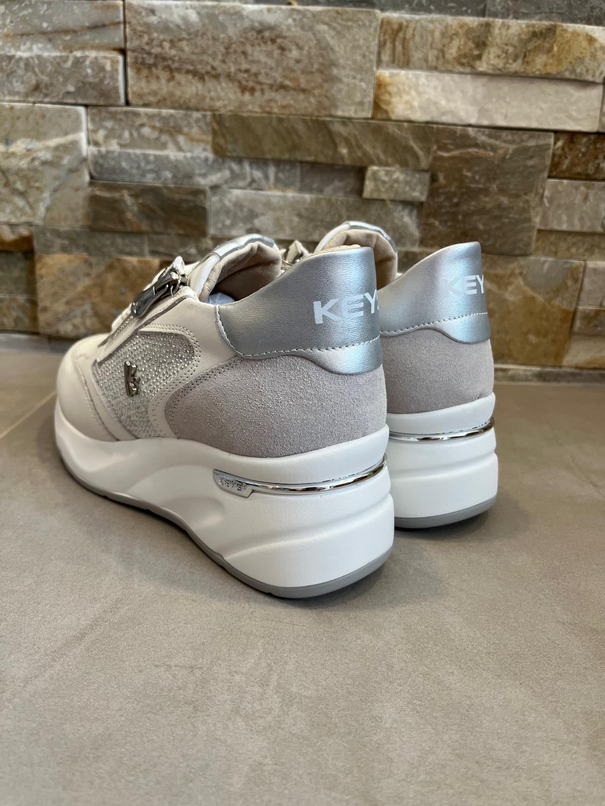 Sneakers alta bianca donna-KEYS - Calzature principe
