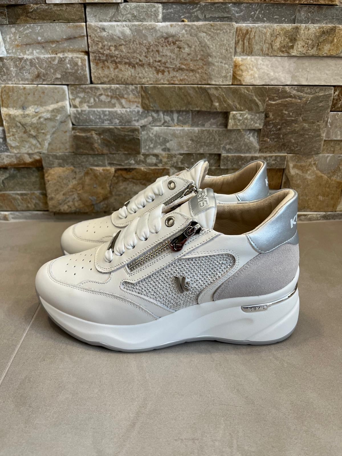 Sneakers alta bianca donna-KEYS - Calzature principe